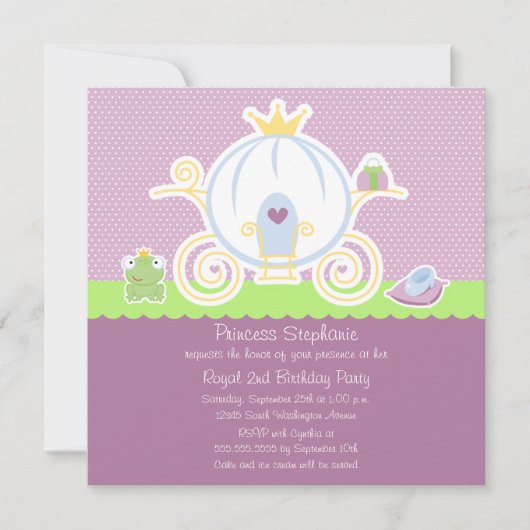 Meisjes prinses verjaardagsfeestje uitnodiging (Voorkant)