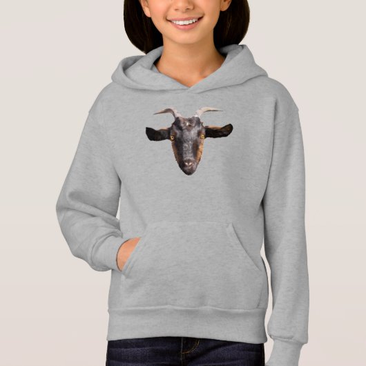 Meisjes Pullover Hoodie Zwart/Tan Geit (Voorkant)