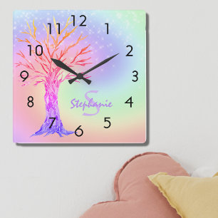 Meisjes Rainbow Sparkles  Vierkante Klok