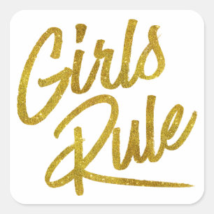 Meisjes Regel Goud Faux Folie Metallic Glitter Quo Vierkante Sticker