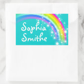 Meisjes regenboog naam blauwgroen id label sticker (Tas)
