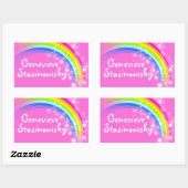 Meisjes regenboog naam roze id label sticker (Vel)