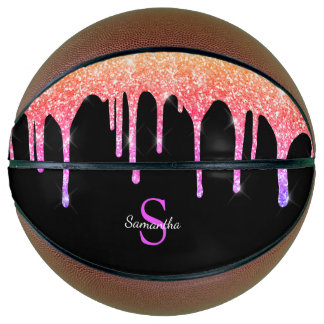Meisjes regenbooglitter Sparkle Driemonogram Basketbal