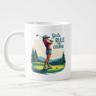 Meisjes regeren de cursus Retro Golf Illustratie Extra Grote Beker