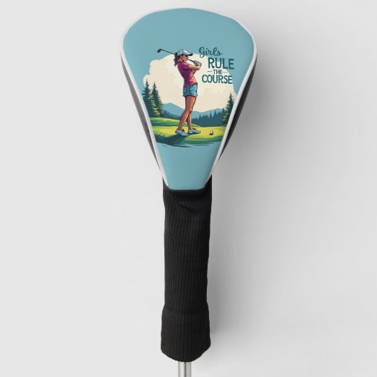 Meisjes regeren de cursus Retro Golf Illustratie Golfheadcover (Voorkant)