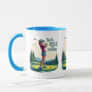 Meisjes regeren de cursus Retro Golf Illustratie Mok