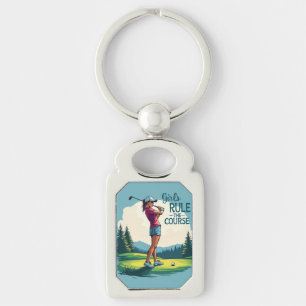 Meisjes regeren de cursus Retro Golf Illustratie Sleutelhanger