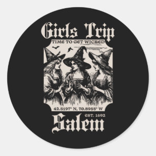Meisjes reizen Salem 1692 Ze missen een heks Ronde Sticker