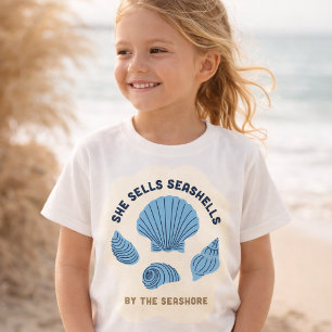 Meisjes Retro Kust T-shirt Zij Verkoopt Schelpen