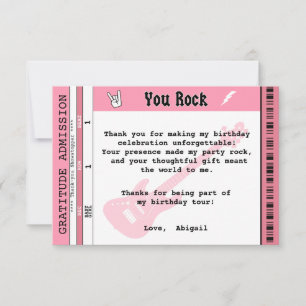 Meisjes Rock Verjaardag Dank Je Kaart