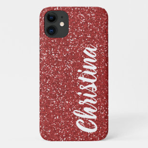 Meisjes Rode Glitter Name Persoonlijk iPhone 11 Hoesje