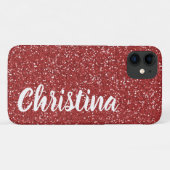 Meisjes Rode Glitter Name Persoonlijk Case-Mate iPhone Case (Achterkant (horizontaal))