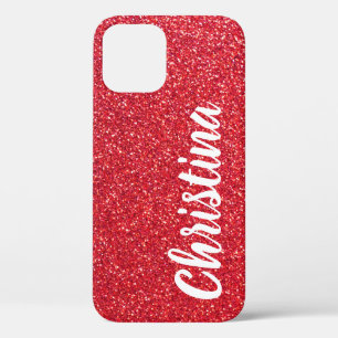 Meisjes Rode Glitter Name Persoonlijk iPhone 12 Hoesje