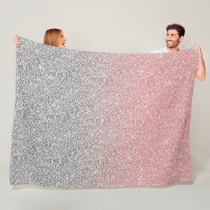 Meisjes Roos Gold en Silver Ombre Glitter Design Fleece Deken