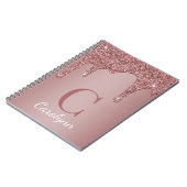 Meisjes Roos Gold Sparkle Glitter Driemonogram Notitieboek (Linkerzijde)
