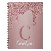 Meisjes Roos Gold Sparkle Glitter Driemonogram Notitieboek (Voorkant)