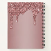 Meisjes Roos Gold Sparkle Glitter Driemonogram Notitieboek (Achterkant)