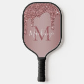 Meisjes Roos Gold Sparkle Glitter Driemonogram Pickleball Paddle (Achterkant)