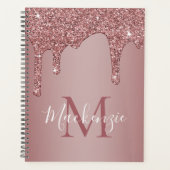 Meisjes Roos Gold Sparkle Glitter Driemonogram Planner (Voorkant)
