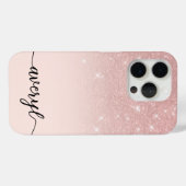 Meisjes roos goud glitter ombre sparkles monogramm Case-Mate iPhone case (Achterkant (horizontaal))