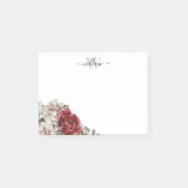 Meisjes Roos Monogram Floral Post-it Notes (Voorkant)