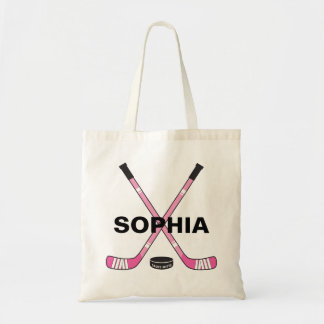 Meisjes Roze Aangepaste Aangepaste Naam Hockey Sti Tote Bag