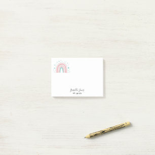 Meisjes roze aqua regenboogschrift gepersonaliseer post-it® notes