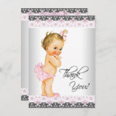 Meisjes Roze Baby shower Bedankt (Voorkant / Achterkant)