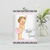 Meisjes Roze Baby shower Bedankt (Staand voorkant)