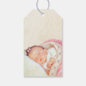 Meisjes  roze Baby shower Cadeaulabel (Achterkant)