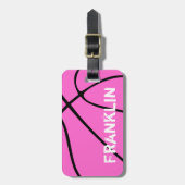 Meisjes Roze Basketball Custom Team of Player Name Bagagelabel (Voorkant verticaal)