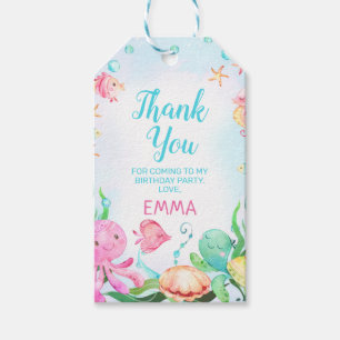 Meisjes roze blauw onder het Zee Cadeaulabel