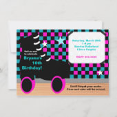 Meisjes Roze Blauwgroen Schaatsen Schaats Uitnodig Kaart (Voorkant)