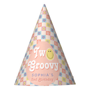 Meisjes Roze Bloemen Twee Groovy Boho 2e verjaarda Feesthoedjes