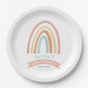 Meisjes roze boho regenboog schattig Baby sprinkle Papieren Bordje