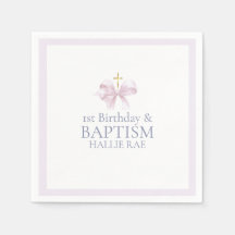 Meisjes Roze Boog 1e Verjaardag en Doop