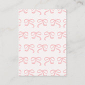 Meisjes Roze Bow Baby shower Luier Raffle Insert Visitekaartje (Achterkant)