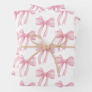 Meisjes Roze Bow Coquette Baby shower Verjaardag Inpakpapier Vel