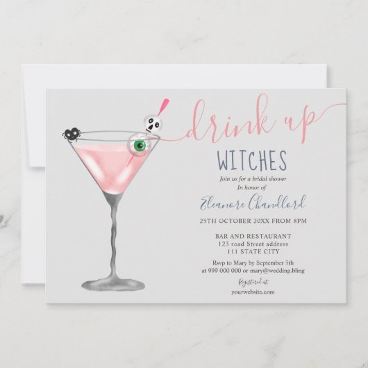 Meisjes roze cocktailwitjes Halloween vrijgezellen Kaart (Voorkant)