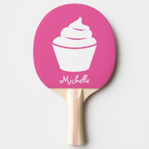 Meisjes roze cupcake tafeltennis pongpeddel tafeltennisbatje