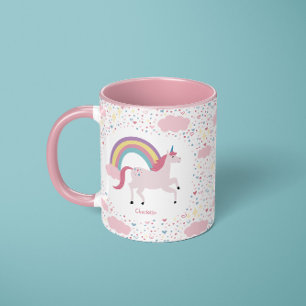 Meisjes Roze Eenhoorn Rainbow Sparkle met Naam Mok
