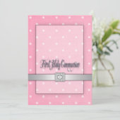 Meisjes Roze Eerste Communie Kaart (Staand voorkant)