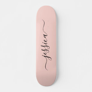 Meisjes roze elegante scriptnaam skateboard