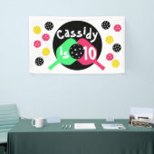 Meisjes roze en groen pickleball spandoek (Beurs)