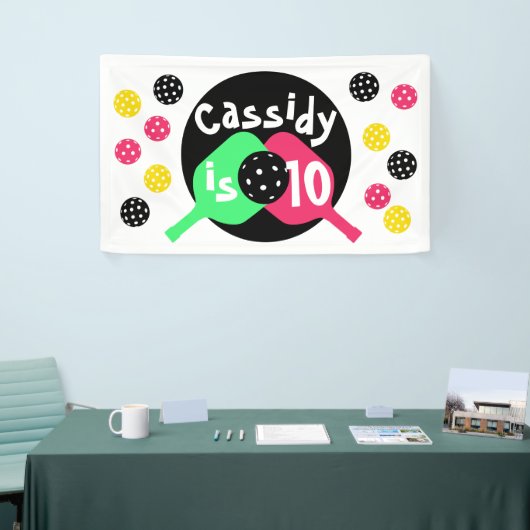 Meisjes roze en groen pickleball spandoek (Beurs)