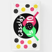 Meisjes roze en groen pickleball spandoek (Verticaal)