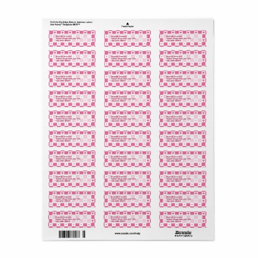 Meisjes roze en witte klankkast etiket (Full Sheet)