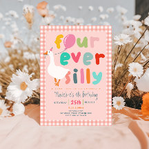 Meisjes Roze “Four Ever Silly” Gans 4e Verjaardag