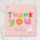 Meisjes Roze Gans Bedankt 1e verjaardag Bedankjes Labels (Voorkant)