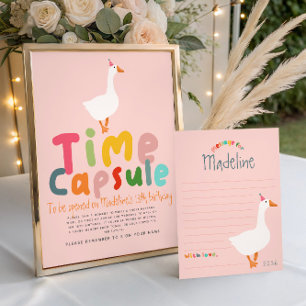 Meisjes Roze Gans Eerste Verjaardag Tijd Capsule S Perfect Poster